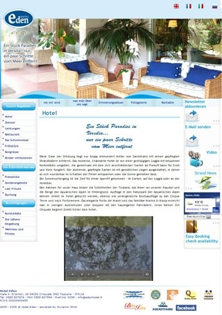 Webseite vom familienfreundlichen Hotel Eden in Cinquale - Montignoso (Ms)