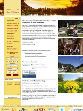 Webseite von Gasthof zum Hirschen in Unsere liebe Frau im Walde