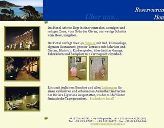 Webseite vom familienfreundlichen Hotel Ariston in Varazze (Sv)