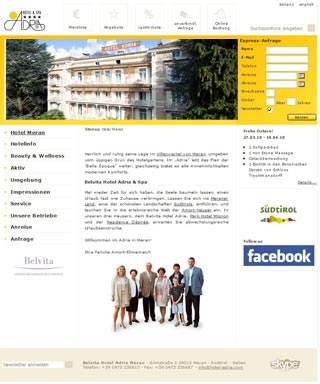 Webseite von Belvita Hotel Adria in Meran