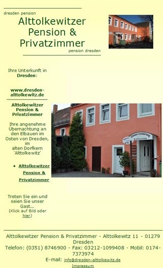 Webseite von Alttolkewitzer Pension und Privatzimmer - Nichtraucherpension in Dresden