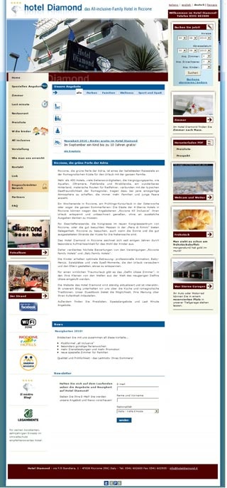 Webseite vom familienfreundlichen Hotel Diamond in Riccione (RN)