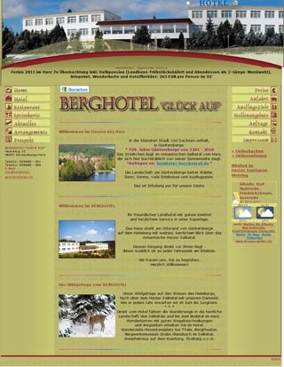 Webseite von Berghotel in G�ntersberge