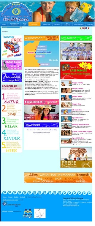 Webseite von Hotel Panorama Village & Camping in Acireale (CT )
