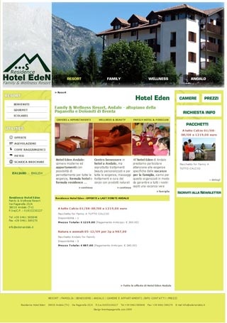 Webseite von Residence Hotel Eden-Family & Wellness Resort in Andalo (TN)