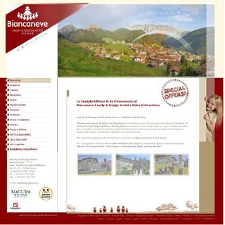 Webseite von Family & Design Hotel Biancaneve in Selva di Val Gardena (BZ)