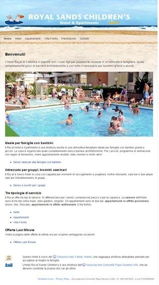Webseite vom familienfreundlichen Hotel Royal Sands Children�s in Cattolica (RN)