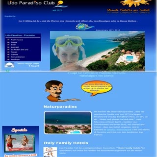 Webseite vom familienfreundlichen Hotel Villaggio Lido Paradiso Club in Marina di Pisciotta(SA)