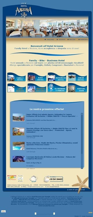 Webseite vom familienfreundlichen Hotel Arizona in Riccione (RN)