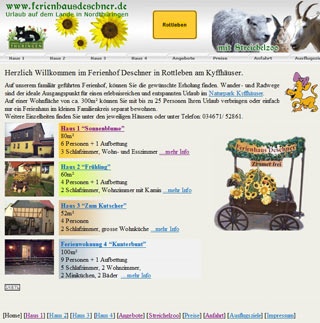 Webseite vom familienfreundlichen Ferienh�user Deschner in Rottleben / Kyffh�user