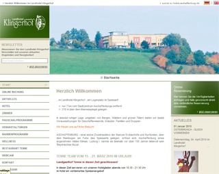 Webseite vom familienfreundlichen Landhotel Klingerhof in H�sbach-Winzenhohl