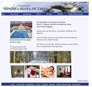 Webseite von Apparthotels Minerva-Diana-Octavia in Bad Gögging