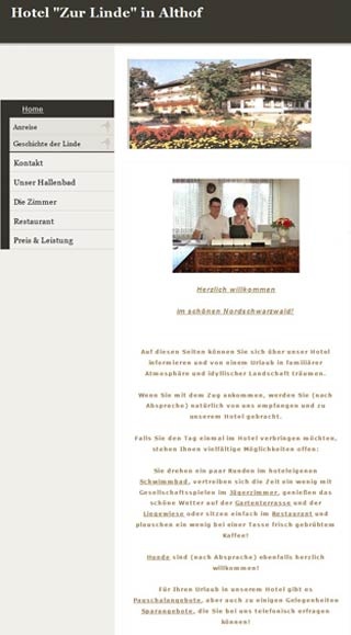 Webseite von Hotel - Restaurant Zur Linde in Bad Herrenalb