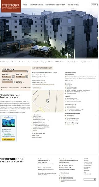 Webseite von Steigenberger Hotel Frankfurt-Langen in Langen