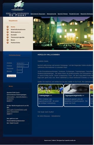 Webseite vom familienfreundlichen Sport- und Tagungshotel De Poort in Goch