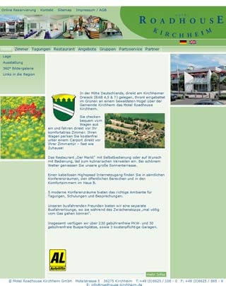 Webseite vom familienfreundlichen Motel Roadhouse Kirchheim in Kirchheim