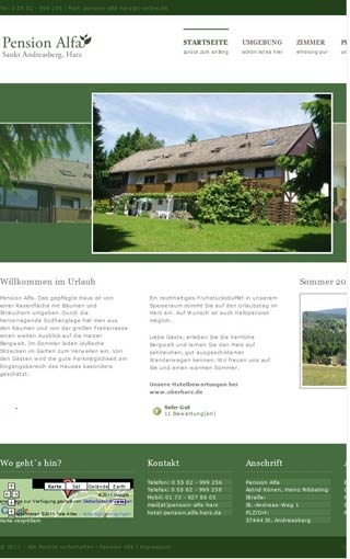 Webseite vom familienfreundlichen Hotel-Pension ALFA in Sankt Andreasberg