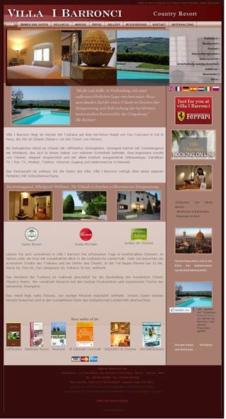 Webseite vom familienfreundlichen Villa I Barronci in San Casciano in Val di Pesa - Florenz