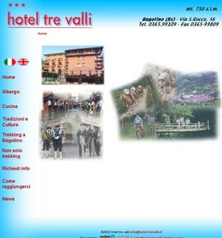 Webseite von unserem fahrradfahrerfreundlichen Hotel Tre Valli in Bagolino (BS)