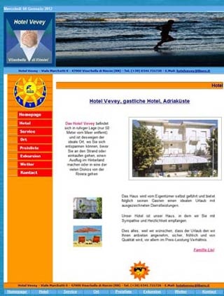 Webseite von unserem fahrradfahrerfreundlichen Hotel Vevey in Viserbella di Rimini (RN)