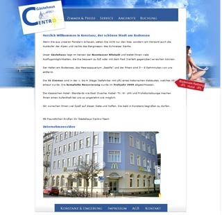 Webseite von Gästehaus Centro in Konstanz