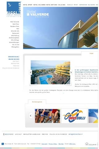 Webseite von Hotel Valverde & Residenza in Cesenatico