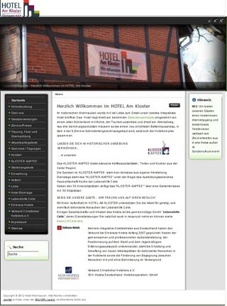 Webseite von Hotel Am Kloster in Wienhausen