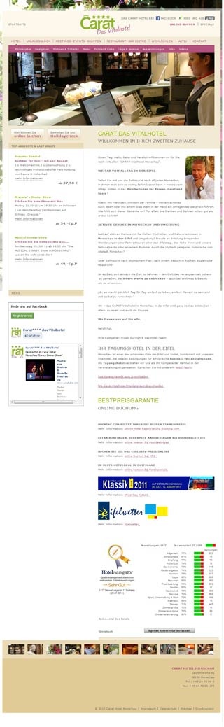 Webseite von Carat Hotel Resort in Monschau